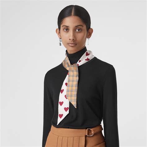 burberry heart silk scarf|burberry silk scarf women.